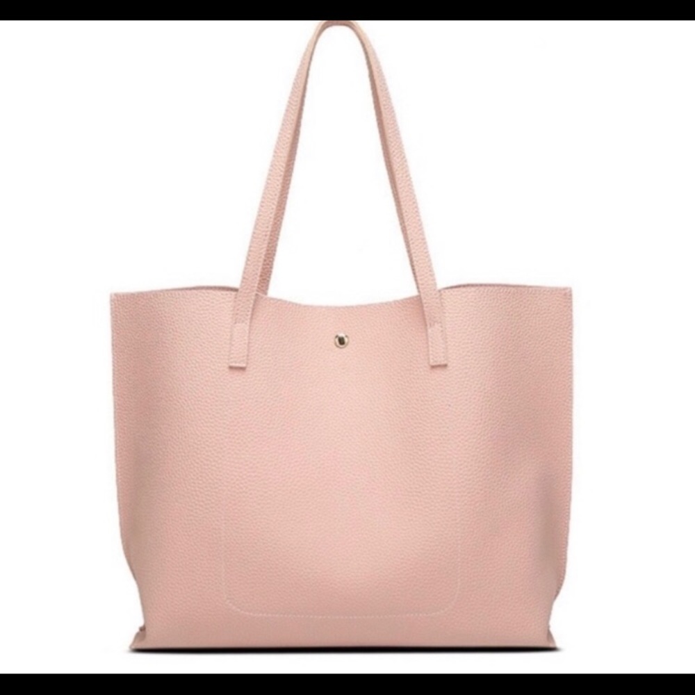 LARGE PINK PU LEATHER SHOULDER BAG NWOT